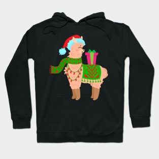 Christmas Llama With Gift Box Hoodie